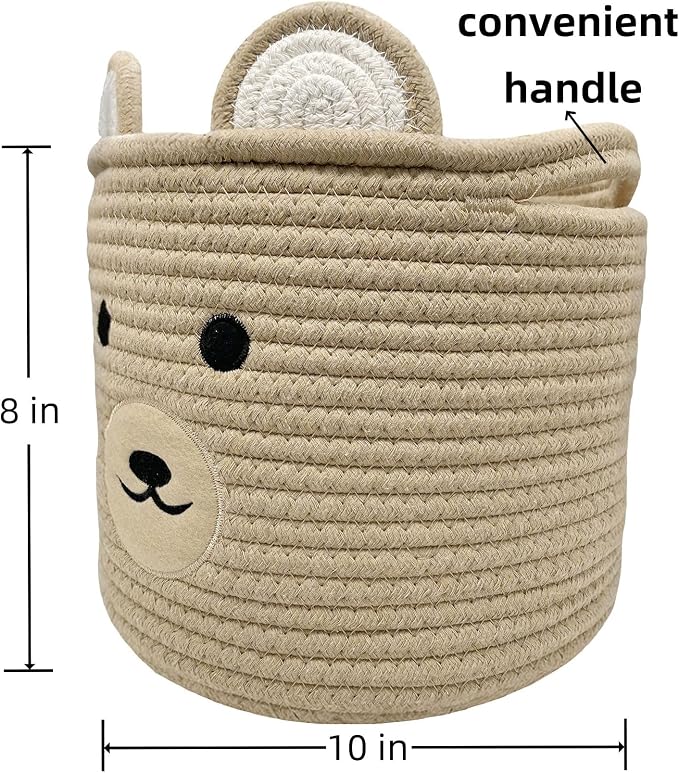 Bear Basket for Nursery, Baby Shower Baskets, Baby Baskets for Storage - Image 2