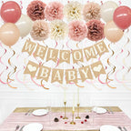 Baby Shower Party Decorations Kit Welcome Baby Heart Burlap Banner by pinkblume