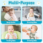 Zainpe 6Pcs Snap Muslin Cotton Baby Bibs Bear Fox Infants Drooling Bib Soft - Image 6