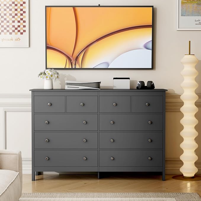 wanan Black 10 Drawer Dresser, 10 Drawers Wide Dresser - Image 3