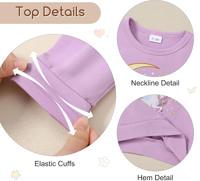 ZOEREA Toddler Baby Girl Clothes Long Sleeve Pullover Tops + Pants Set Floral - Image 2