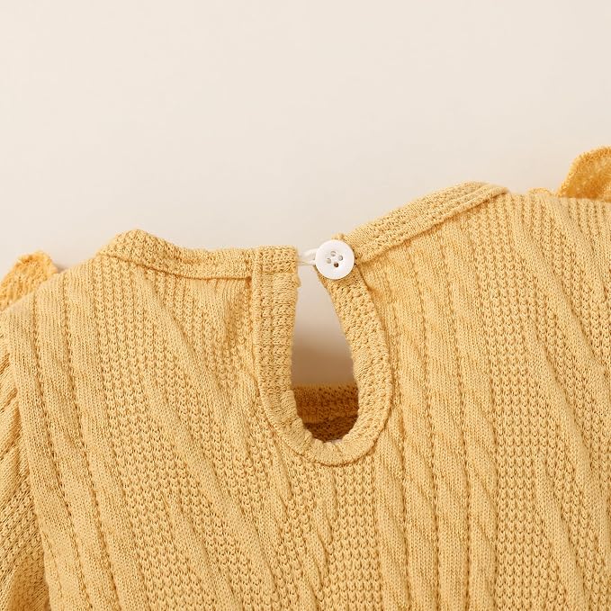 Happy Town Baby Girl Romper Infant Fall Winter Clothes Ruffle Sweater Long - Image 5
