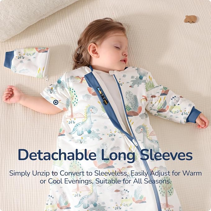 Baby Sleep Sack 12-18 Months, Cotton Detachable Long Sleeve Sleep Sack - Image 2