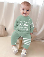 Baby Boy Clothes Infant Mamas Print Romper Stripe Sleeve Outfits Fall Winter - Image 2
