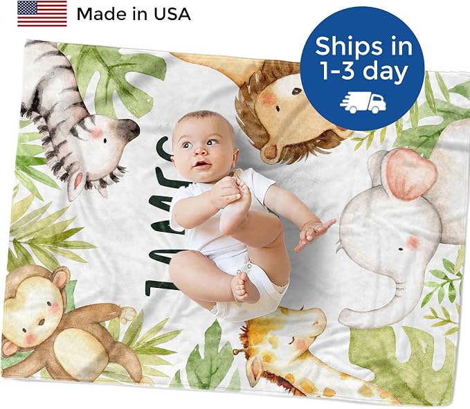 Safari Personalized Baby Blankets - Image 2