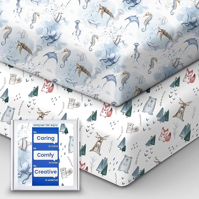 Pack and Play Sheets Fitted, Ultra Soft Mini Crib Sheets Boy, Neutral Pack N by TotBasic%7CRedesigntheBasic