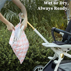 Pink Checkered Waterproof Wet Dy Diaper Bag - Image 4