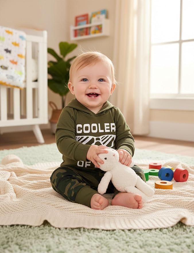 Fommy Newborn Baby Boy Clothes Plaid Letter Print Long Sleeve Hoodies + Long - Image 2