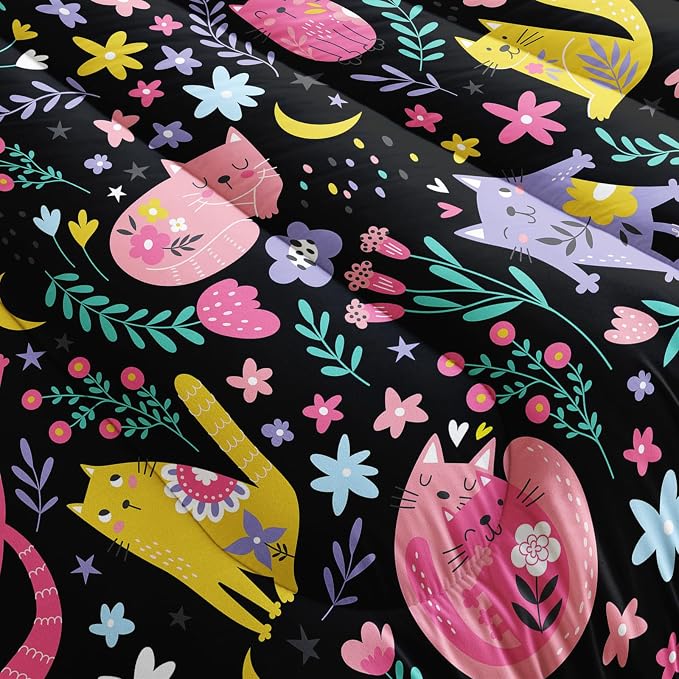 QOOMO Floral Cat Comforter Full Size, Down Alternative, Soft and Lightweight - Image 5