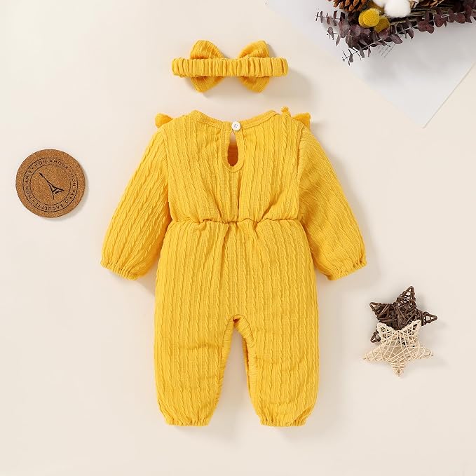 Happy Town Baby Girl Romper Infant Fall Winter Clothes Ruffle Sweater Long - Image 4