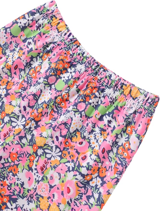 oklady Toddler Baby Girl Clothes Solid Color Ruffle Tops Floral Pants - Image 5