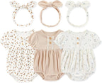 Newborn Baby Girl Clothes Cotton Bubble Romper Floral Short Sleeve Bodysuit 3 by MAMIMAKA