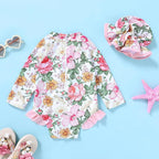 Infant Baby Girl Swimsuit One-Piece Long Sleeve Rash Guard - Image 3