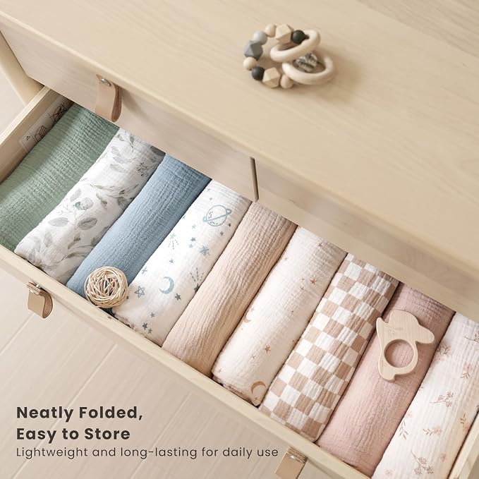 Konssy 3 Pack Muslin Swaddle Blankets - Image 6