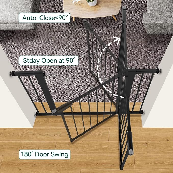 BABELIO 36" Tall Baby Gate, 26-40" Wide Auto Close Pet Gate, PressGuard C5 - Image 5
