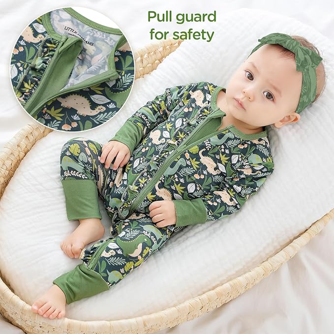 Viscose from Bamboo Ruffled Zippered One-Piece Infant Footless Sleepers Rompers - Image 3