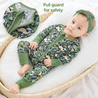 Viscose from Bamboo Ruffled Zippered One-Piece Infant Footless Sleepers Rompers - Image 3