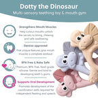Bibado - Dotty The Dinosaur Teething Toys, Blush - Multi-Sensory Teether - BPA - Image 3