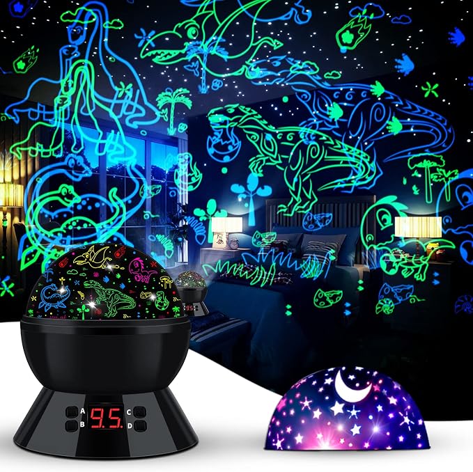 Dinosaur Night Light Projector for Kids Toys for Boys Room, 360 Degree Rotation by MOKOQI