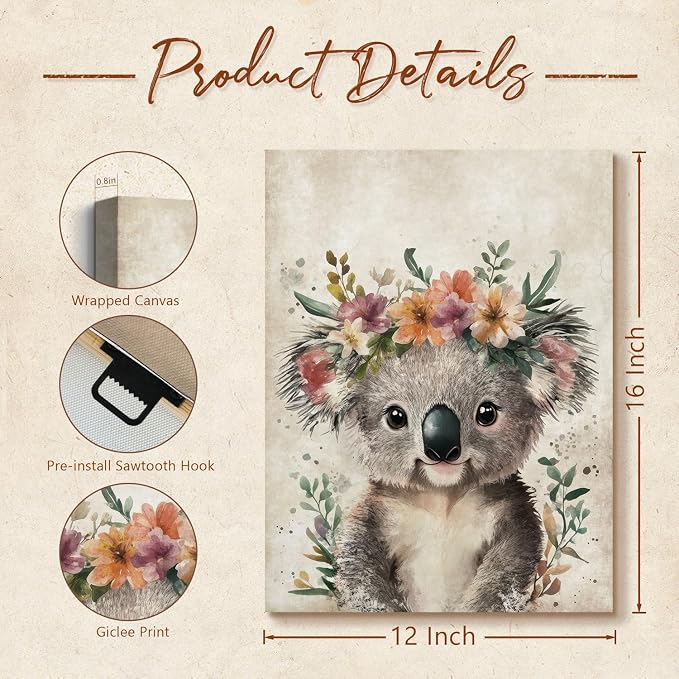 Lovely Koala Portrait Canvas Wall Art Cute Koala Bear - Image 6
