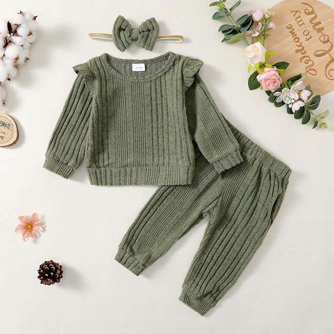 Mioglrie Toddler Baby Girl Clothes Fall Winter Sweatsuit Newborn Sweatshirt - Image 4
