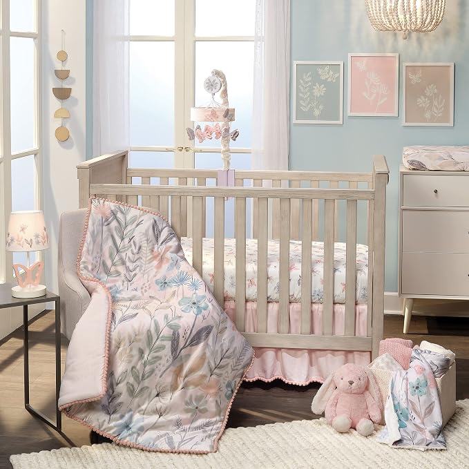 Lambs & Ivy Baby Blooms Pink Butterfly Musical Baby Crib Mobile Soother Toy - Image 7