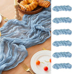 FEXIA 6 Pack Dusty Blue Table Runner 35x120 Inches Gauze Table Runner by FEXIA