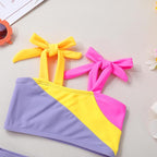 YOUNGER TREE Toddler Girls Two Pieces Swimsuit Color Block Stripe Swimwear - Image 4