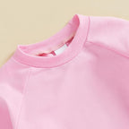 fyclemt Toddler Baby Girl Satin Pajama Set Feather Trim Long Sleeve Button - Image 2