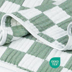 Muslin Baby Blanket Unisex Sage Green Checkerboard Toddler Blanket - Image 2