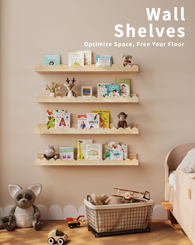 Nursery Book Shelves, Scalloped Shelves, Wall Book Shelves - Image 4
