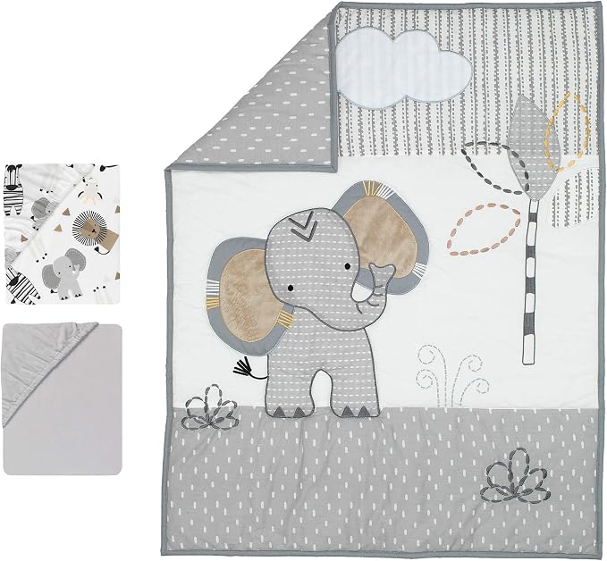 Lambs & Ivy Jungle Safari Elephant 3-Piece Mini Crib Bedding Set - Image 6