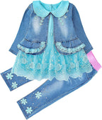 Peacolate 6M-4Years Spring Fall Baby Girls Clothing Set 3pcs Long Sleeve Dress by Peacolate