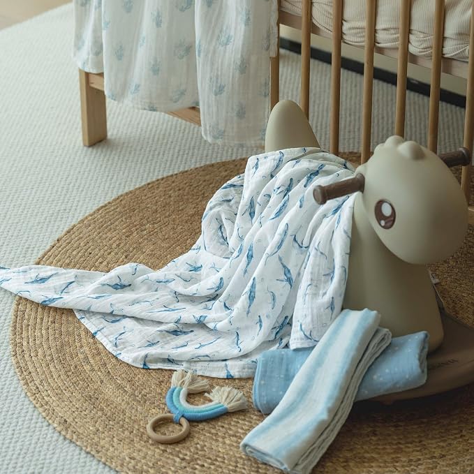 Muslin Swaddle Blankets for Newborn, 4 Pack Organic Cotton Baby Blankets for - Image 4