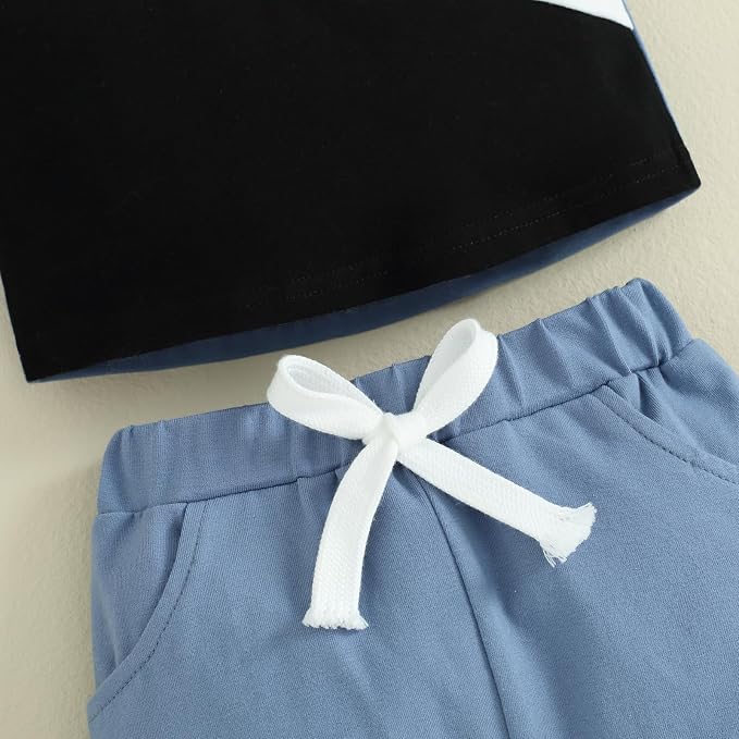 Rtnnsbbfcm Newborn Baby Boy Summer Clothes Short Sleeve Color Block Front - Image 5