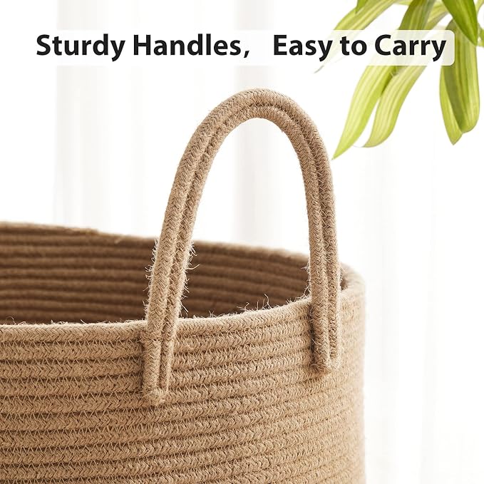 Fiona's magic 72L Large Woven Laundry Hamper, Tall Cotton Rope Storage Basket - Image 5