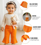 SOBOWO Checkered Baby Girl Flare Pants 3 Pack Toddler Bell Bottoms Plaid Ruffle - Image 3