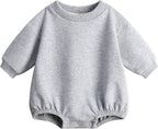 Bafeicao Baby Boy Girl Sweatshirt Romper Organic Cotton Solid Color Long Sleeve by Bafeicao