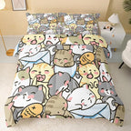 QOOMO Kawaii Cat Comforter King Size, Cute Cat Comforter Set - Image 2