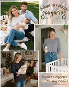 3 Pack Women's Nursing Breastfeeding Tops, Long Sleeve Maternity Shirts - Image 2