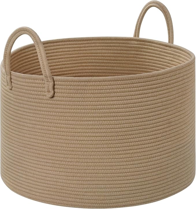 67L Storage Basket for Organizing, Cotton Rope Woven Blanket Basket, Toy by Degeyoyo