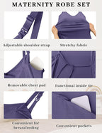 SUNNYBUY Women's Nursing Nightgown Maternity Robe Set, 3 in 1 Labor Delivery - Image 5