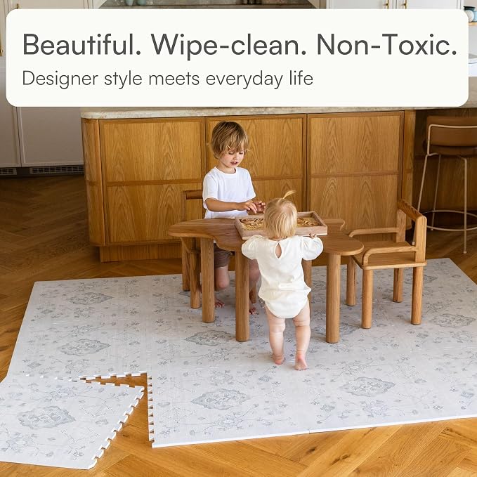 Lillefolk Baby Play Mat for Floor – 6x8ft Vintage Gray | Soft Non Toxic Premium - Image 2