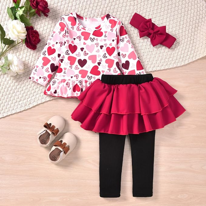 fioukiay Girl Fall Winter Clothes Toddler Girls Spring Outfits Baby Girl Floral - Image 2