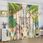 Animals Curtains Colorful Forest Cartoon Cute Zebra Tiger Elephant - Image 4
