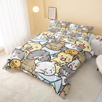 QOOMO Kawaii Cat Comforter Twin Size, Cute Cat Comforter Set - Image 3