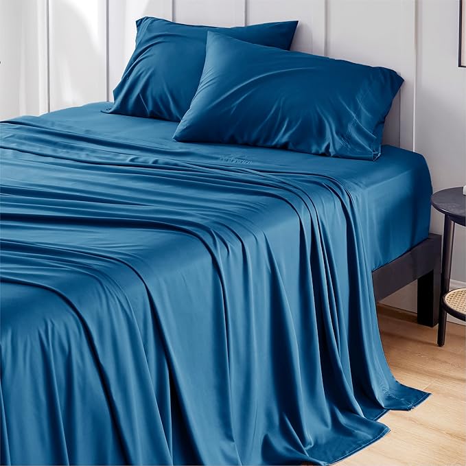 Bedsure California King Sheet Sets, Cooling Sheets, Rayon Derived from Bamboo by BEDSURE