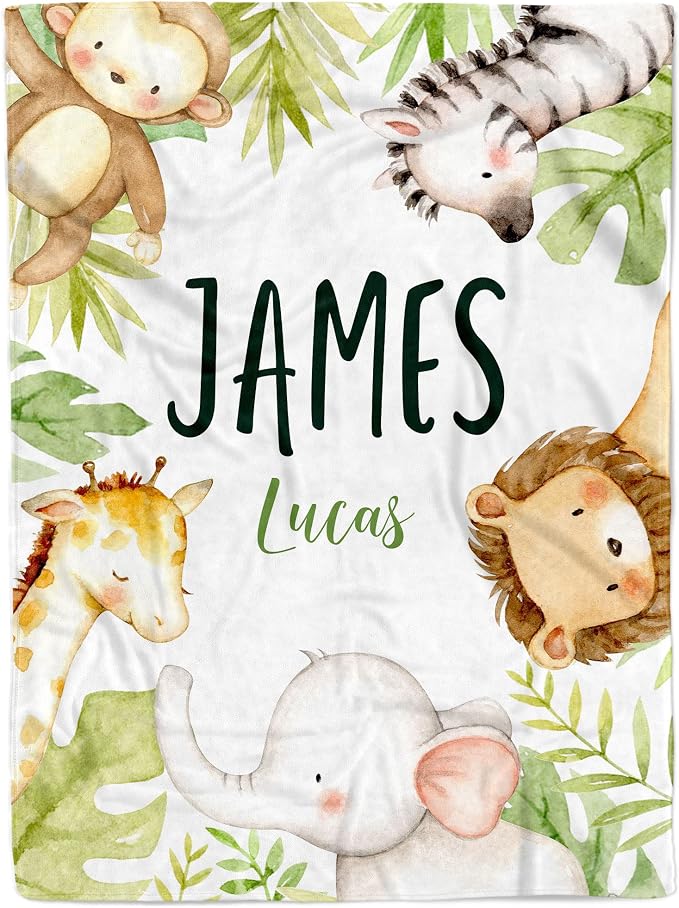 Safari Personalized Baby Blankets by MDPrintsGlobal