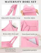 SUNNYBUY Women's Nursing Nightgown Maternity Robe Set, 3 in 1 Labor Delivery - Image 5