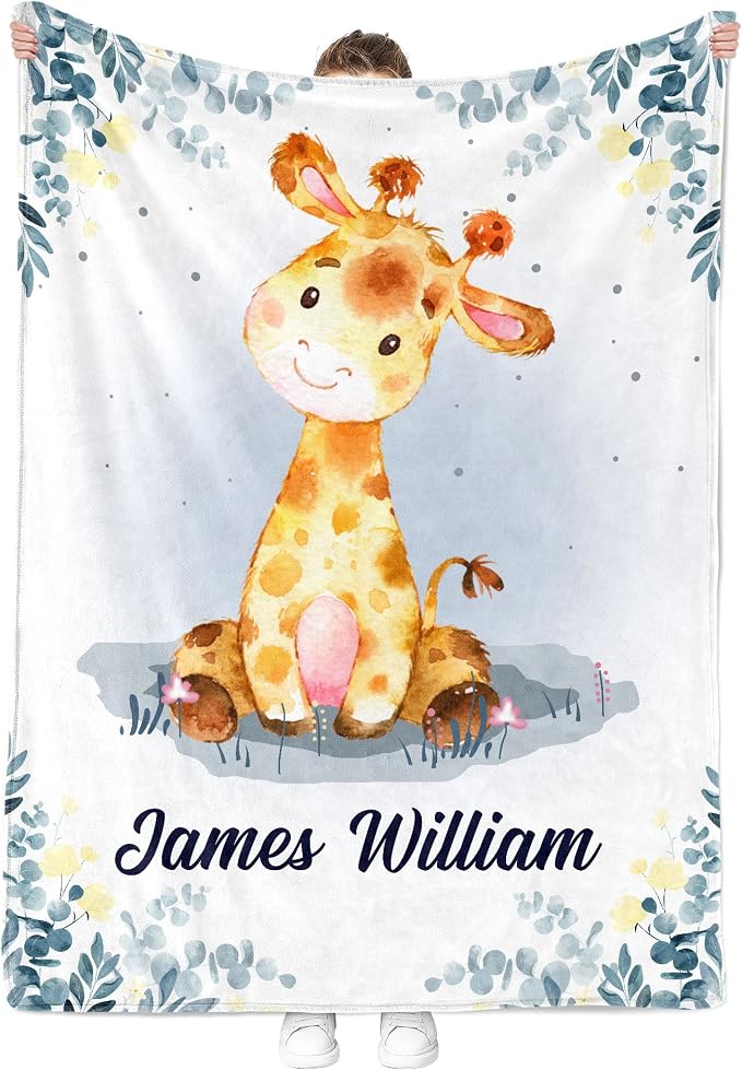 MDPrints Global MDPrints Giraffe Personalized Baby Blankets - Image 3